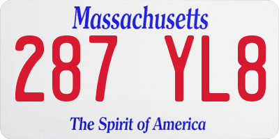 MA license plate 287YL8