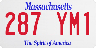 MA license plate 287YM1