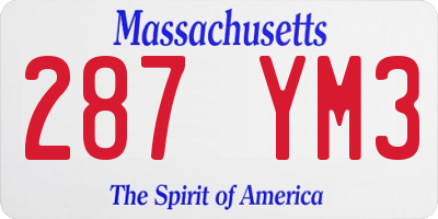 MA license plate 287YM3