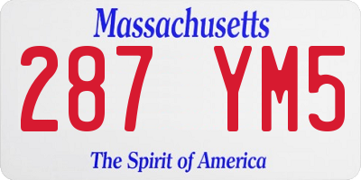 MA license plate 287YM5