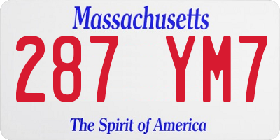 MA license plate 287YM7