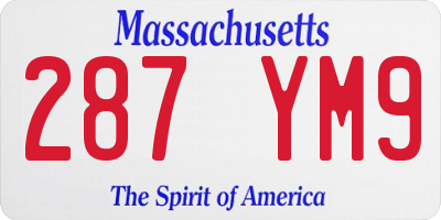 MA license plate 287YM9