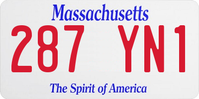 MA license plate 287YN1
