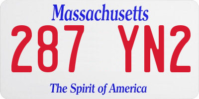 MA license plate 287YN2