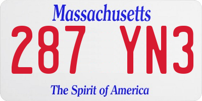 MA license plate 287YN3