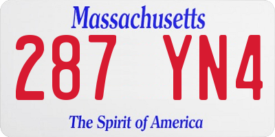 MA license plate 287YN4