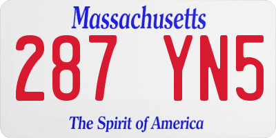 MA license plate 287YN5