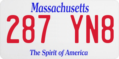 MA license plate 287YN8