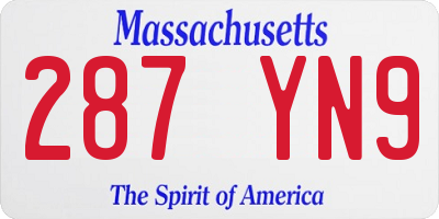 MA license plate 287YN9