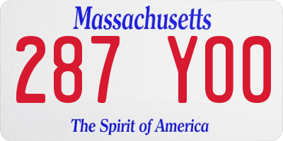 MA license plate 287YO0