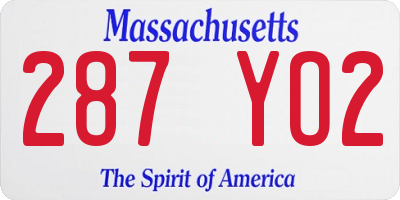 MA license plate 287YO2