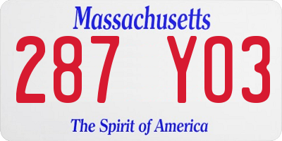 MA license plate 287YO3
