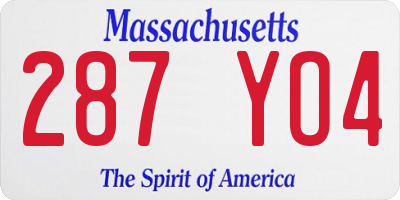 MA license plate 287YO4
