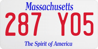 MA license plate 287YO5