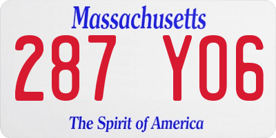 MA license plate 287YO6