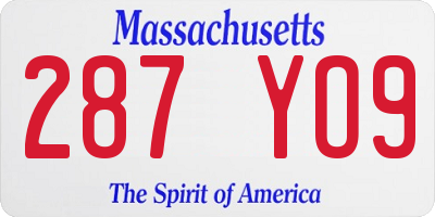 MA license plate 287YO9