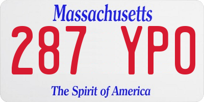 MA license plate 287YP0