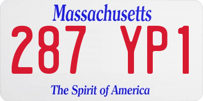 MA license plate 287YP1