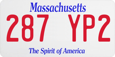 MA license plate 287YP2