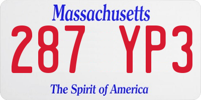 MA license plate 287YP3