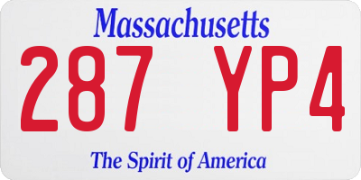 MA license plate 287YP4