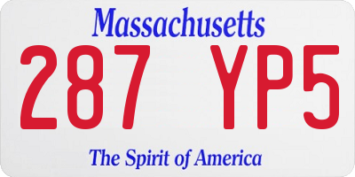 MA license plate 287YP5