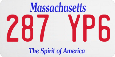 MA license plate 287YP6