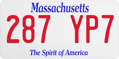 MA license plate 287YP7