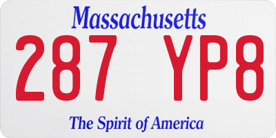 MA license plate 287YP8