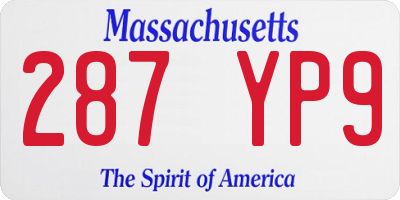 MA license plate 287YP9