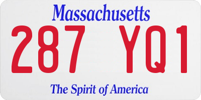 MA license plate 287YQ1
