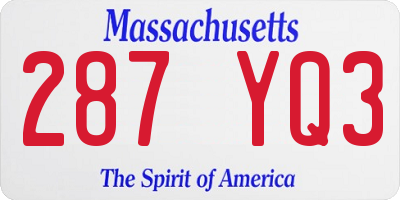 MA license plate 287YQ3