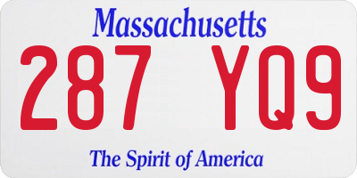 MA license plate 287YQ9