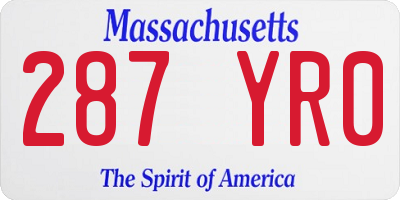 MA license plate 287YR0