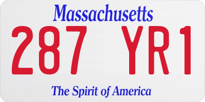 MA license plate 287YR1