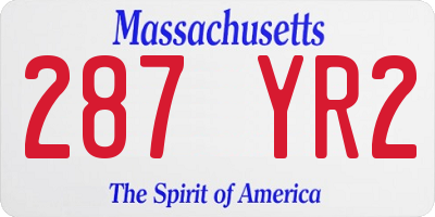 MA license plate 287YR2