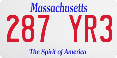MA license plate 287YR3