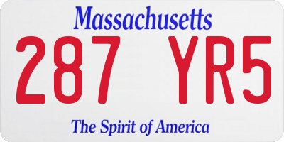 MA license plate 287YR5
