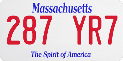 MA license plate 287YR7