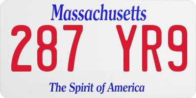 MA license plate 287YR9