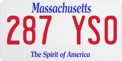 MA license plate 287YS0