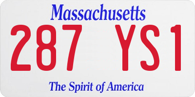 MA license plate 287YS1