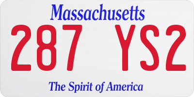 MA license plate 287YS2
