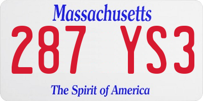 MA license plate 287YS3