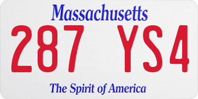 MA license plate 287YS4