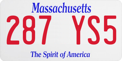 MA license plate 287YS5