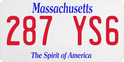 MA license plate 287YS6