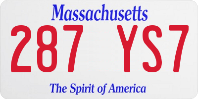 MA license plate 287YS7