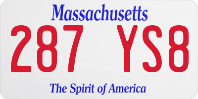 MA license plate 287YS8