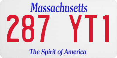 MA license plate 287YT1